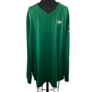 NIKE NFL New York Jets Green Long Sleeve V-Neckline Pullover Top Size 3XL NEW